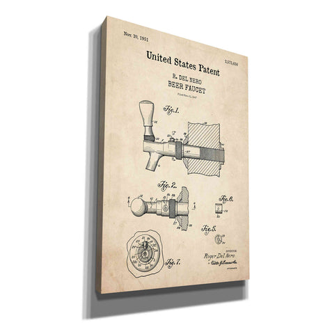Image of 'Beer Faucet Blueprint Patent Parchment,' Canvas Wall Art