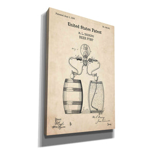 'Beer Pump Blueprint Patent Parchment,' Canvas Wall Art