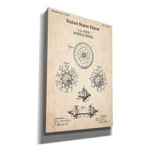 'Bicycle Wheel Blueprint Patent Parchment,' Canvas Wall Art
