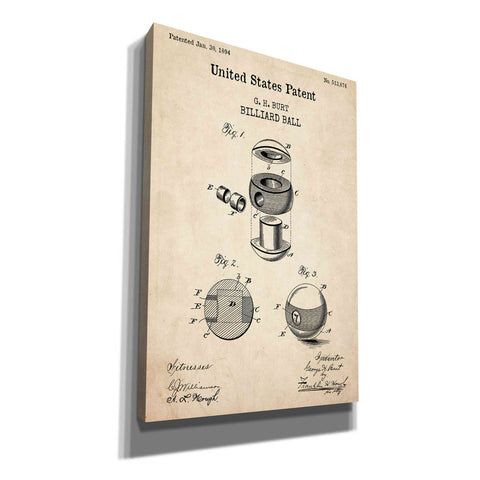 Image of 'Billiard Ball Blueprint Patent Parchment,' Canvas Wall Art