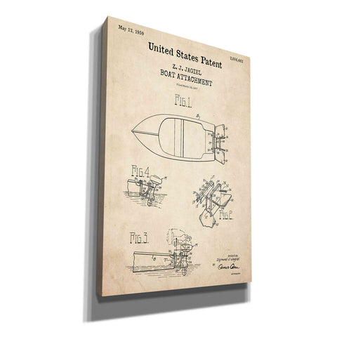 Image of 'Boat Attachment Blueprint Patent Parchment,' Canvas Wall Art