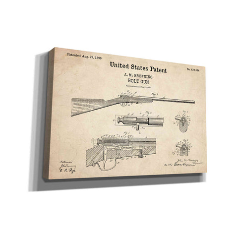 Image of 'Bolt Gun Blueprint Patent Parchment,' Canvas Wall Art