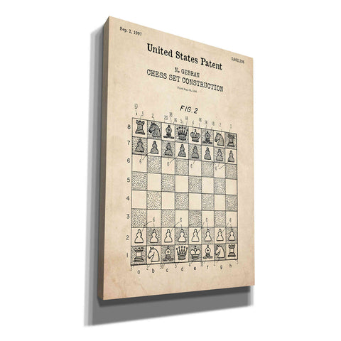 Image of 'Chess Blueprint Patent Parchment,' Canvas Wall Art