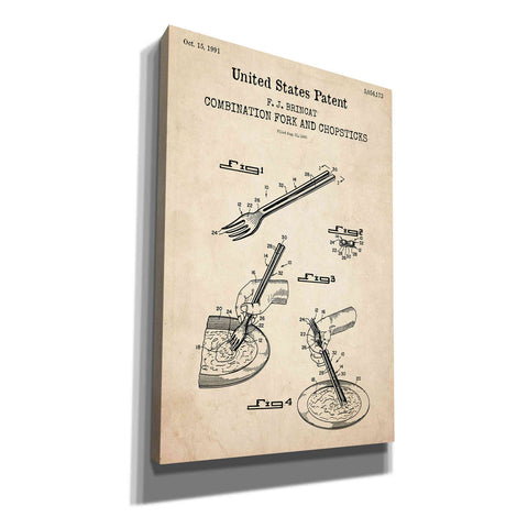 Image of 'Chopsticks Blueprint Patent Parchment,' Canvas Wall Art