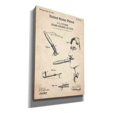 Image of 'Cigar Holder Blueprint Patent Parchment,' Canvas Wall Art