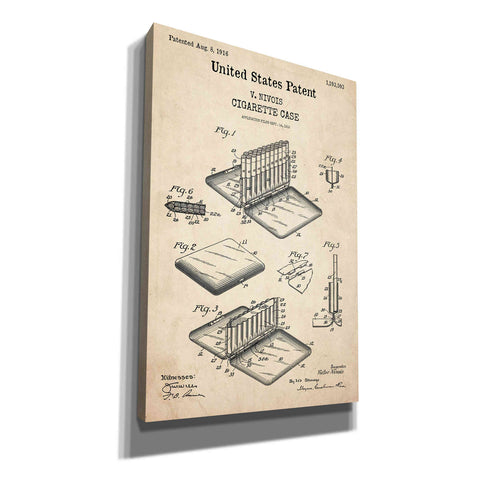 Image of 'Cigarette Case Blueprint Patent Parchment,' Canvas Wall Art