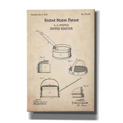 Image of 'Coffee Roaster Blueprint Patent Parchment,' Canvas Wall Art