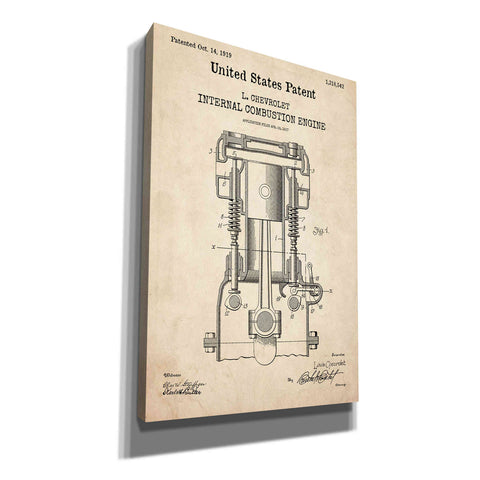Image of 'Combustion Engine Blueprint Patent Parchment,' Canvas Wall Art