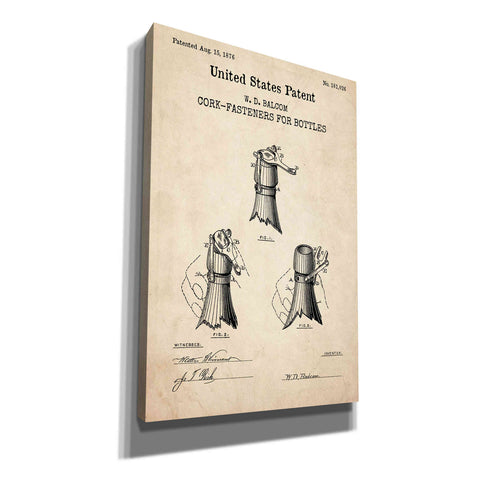 Image of 'Cork Fastener Blueprint Patent Parchment,' Canvas Wall Art