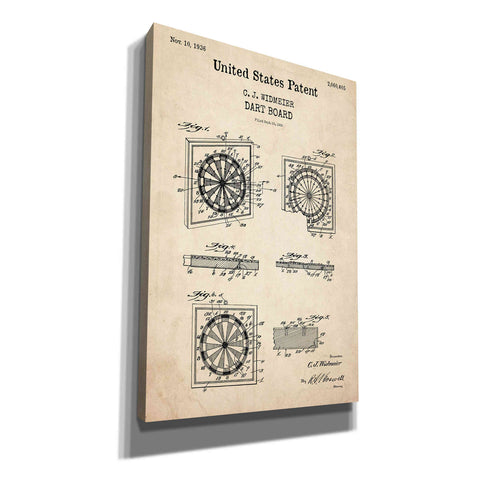 Image of 'Dart Board Blueprint Patent Parchment,' Canvas Wall Art