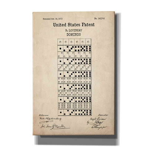 Image of 'Domino Blueprint Patent Parchment,' Canvas Wall Art