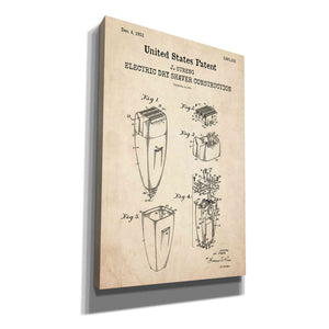 'Dry Shaver Blueprint Patent Parchment,' Canvas Wall Art
