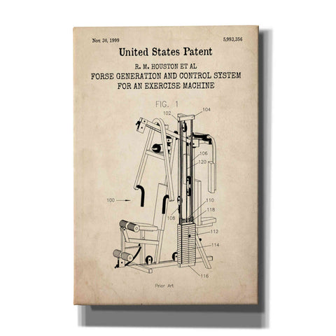 Image of 'Exercise Blueprint Patent Parchment,' Canvas Wall Art