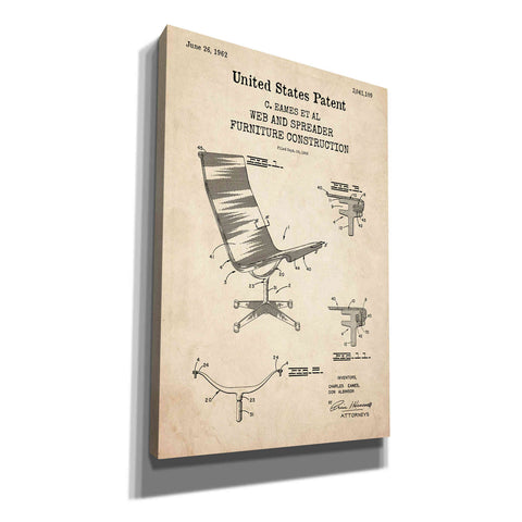 Image of 'Furniture Construction Blueprint Patent Parchment,' Canvas Wall Art