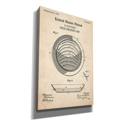 Image of 'Gold Pan Blueprint Patent Parchment,' Canvas Wall Art