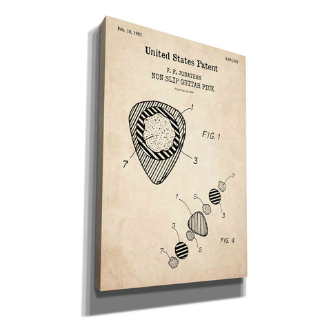 Image of 'Guitar Pick Blueprint Patent Parchment,' Canvas Wall Art