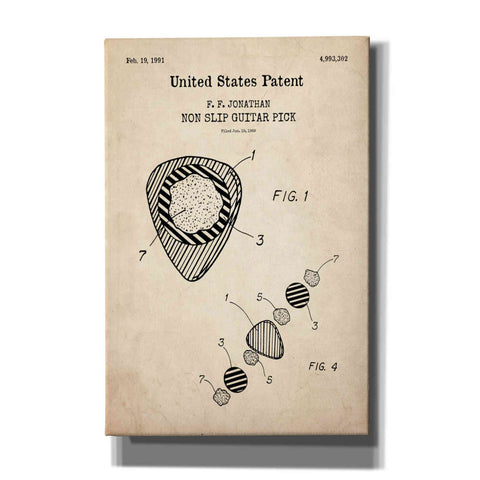 Image of 'Guitar Pick Blueprint Patent Parchment,' Canvas Wall Art