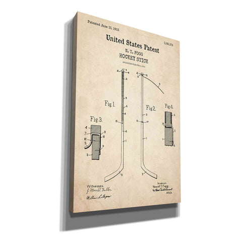 Image of 'Hockey Stick Blueprint Patent Parchment,' Canvas Wall Art