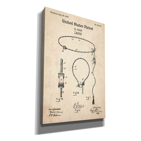 Image of 'Lasso Blueprint Patent Parchment,' Canvas Wall Art