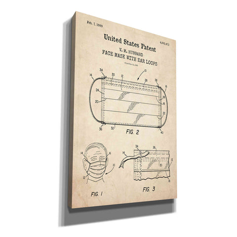 Image of 'Medical Face Mask Blueprint Patent Parchment,' Canvas Wall Art