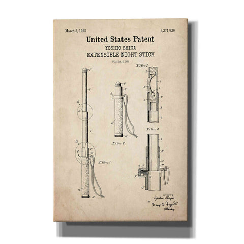 Image of 'Night Stick Blueprint Patent Parchment,' Canvas Wall Art