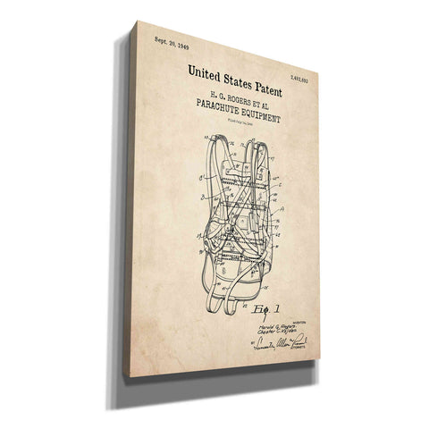 Image of 'Parachute Blueprint Patent Parchment,' Canvas Wall Art
