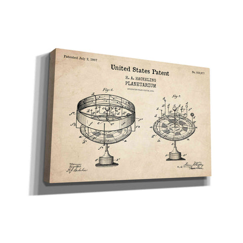 Image of 'Planetarium Blueprint Patent Parchment,' Canvas Wall Art