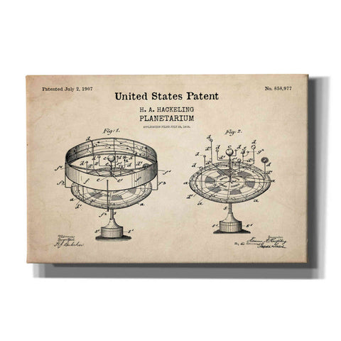 Image of 'Planetarium Blueprint Patent Parchment,' Canvas Wall Art