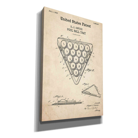 Image of 'Pool Ball Tray Blueprint Patent Parchment,' Canvas Wall Art