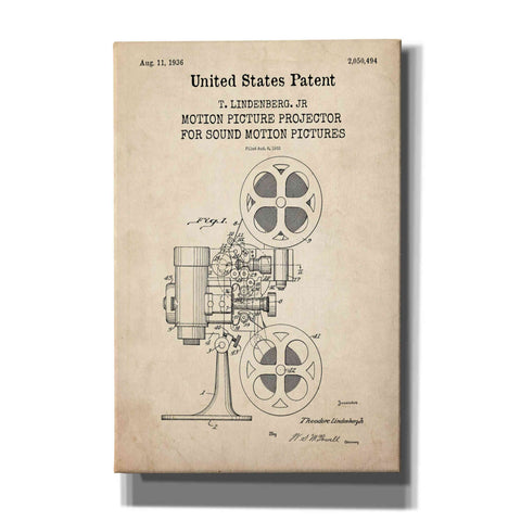 Image of 'Projector Blueprint Patent Parchment,' Canvas Wall Art