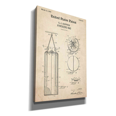 Image of 'Punching Bag Blueprint Patent Parchment,' Canvas Wall Art