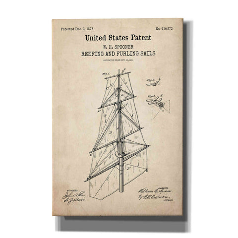 Image of 'Sail Blueprint Patent Parchment,' Canvas Wall Art