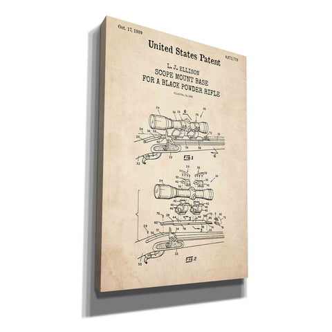 Image of 'Scope mount base Blueprint Patent Parchment,' Canvas Wall Art