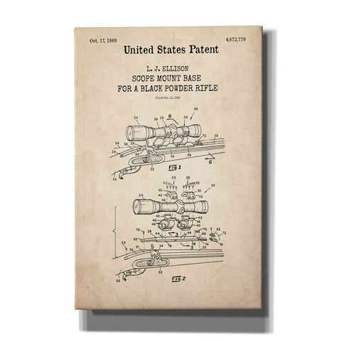 Image of 'Scope mount base Blueprint Patent Parchment,' Canvas Wall Art