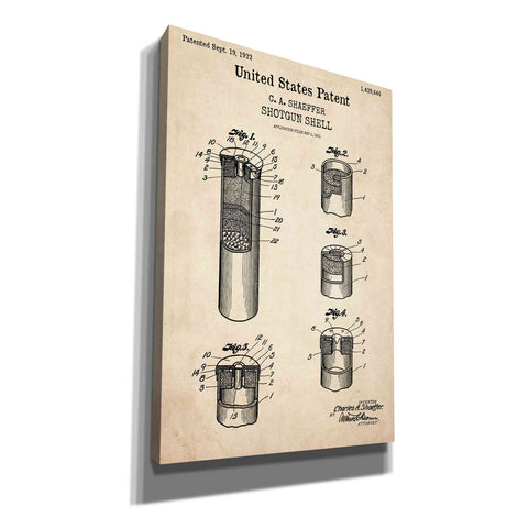 Image of 'Shotgun Shell Blueprint Patent Parchment,' Canvas Wall Art