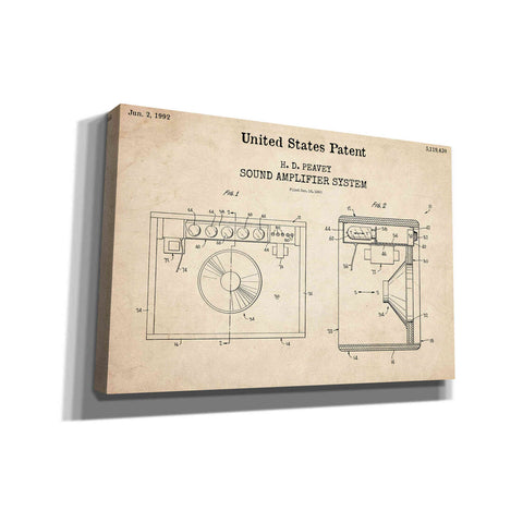 Image of 'Sound Amplifier Blueprint Patent Parchment,' Canvas Wall Art