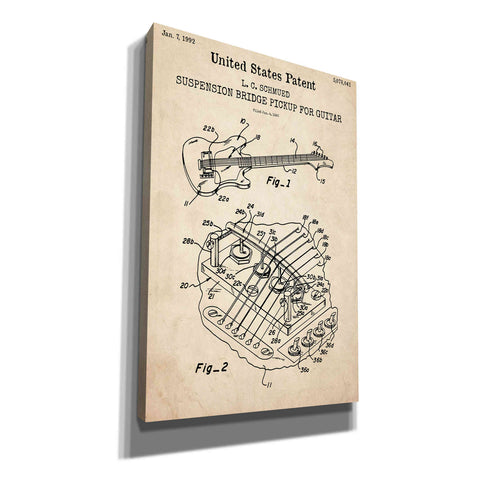 Image of 'Suspension Bridge Pickup for Guitar Blueprint Patent Parchment,' Canvas Wall Art