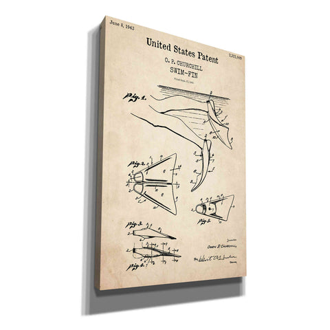 Image of 'Swim Fin Blueprint Patent Parchment,' Canvas Wall Art