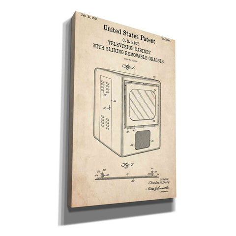 Image of 'Television Cabinet Blueprint Patent Parchment,' Canvas Wall Art