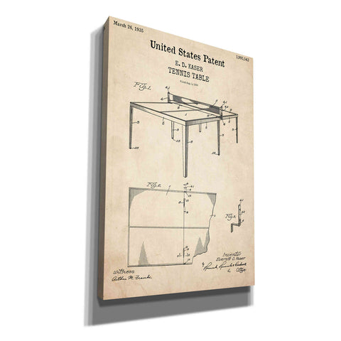 Image of 'Tennis Table Blueprint Patent Parchment,' Canvas Wall Art
