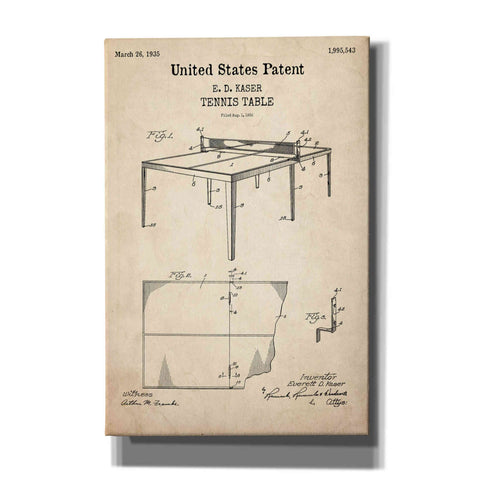 Image of 'Tennis Table Blueprint Patent Parchment,' Canvas Wall Art