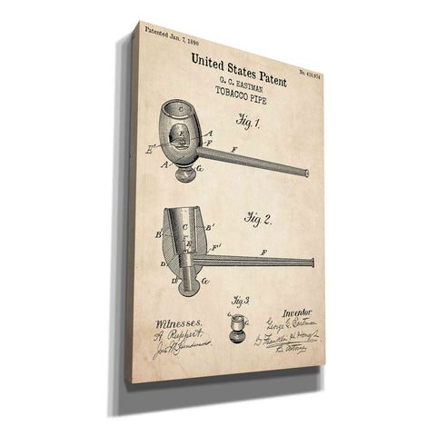 Image of 'Tobacco Pipe Blueprint Patent Parchment,' Canvas Wall Art