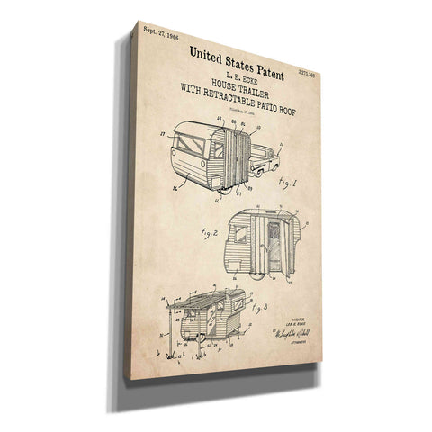 Image of 'Trailer Blueprint Patent Parchment,' Canvas Wall Art