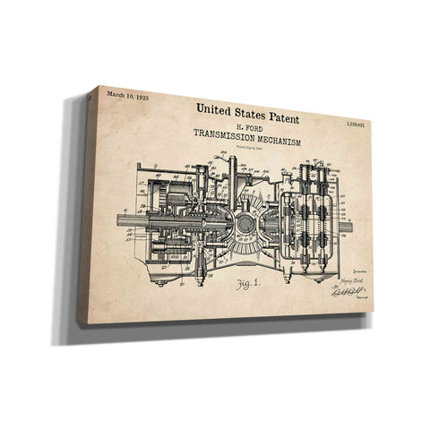Image of 'Transmission Blueprint Patent Parchment,' Canvas Wall Art