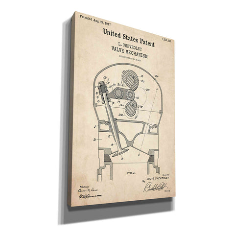 Image of 'Valve Mechanism Blueprint Patent Parchment,' Canvas Wall Art