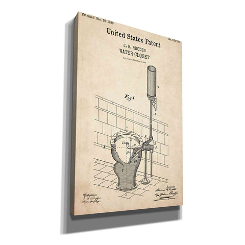 Image of 'Water Closet Blueprint Patent Parchment,' Canvas Wall Art
