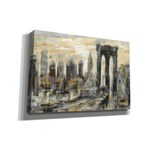 'Brooklyn Bridge Gray and Gold' by Silvia Vassileva, Canvas Wall Art