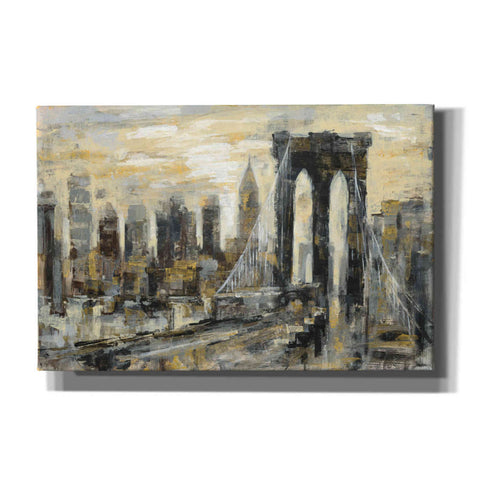 Image of 'Brooklyn Bridge Gray and Gold' by Silvia Vassileva, Canvas Wall Art