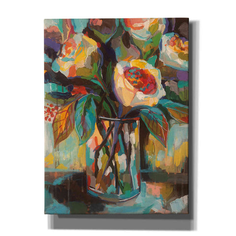 Image of 'Stained Glass Floral' by Jeanette Vertentes, Canvas Wall Art