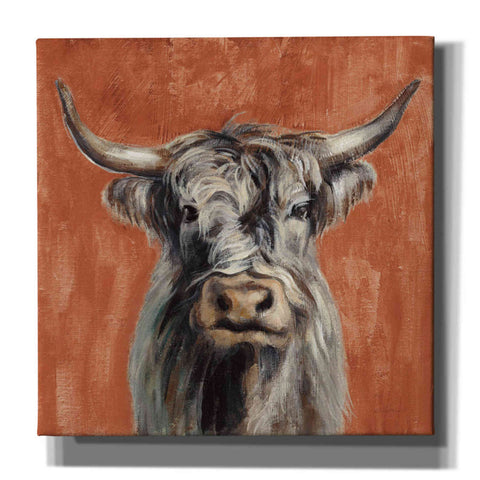 Image of 'Highland Cow on Terracotta' by Silvia Vassileva, Canvas Wall Art